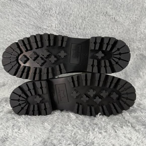 Marc Fisher Izzie Lace Up Boots Black Leather Shearling Womens Size 5.5 Lug Sole - Picture 8 of 9